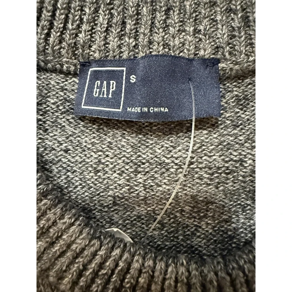 GAP Sweater Mens Small Gray Blue Fair Isle Stripe‎ Crewneck Knit Pullover NWT